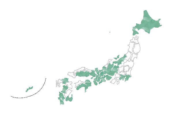 寮生の主な出身地の日本地図イメージ